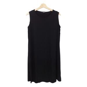Eileen Fisher Black Viscose‎ Blend Crossover Scoop Neck Tunic Top Size Small